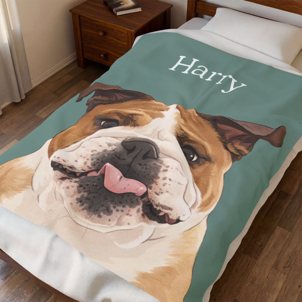personalised pet portrait blanket gift