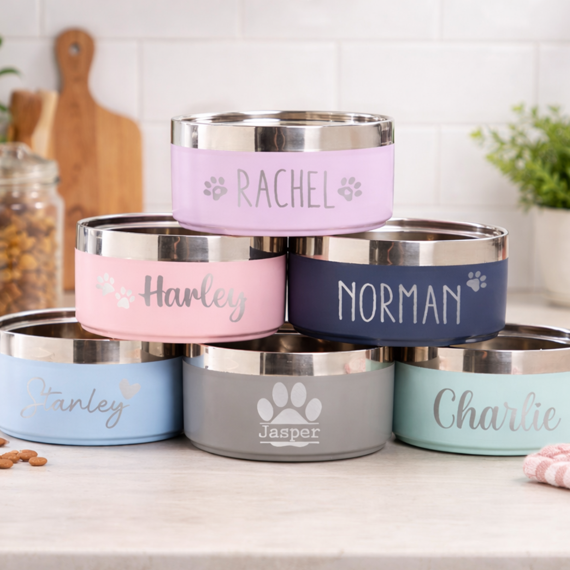personalised pet name stainless steel bowl