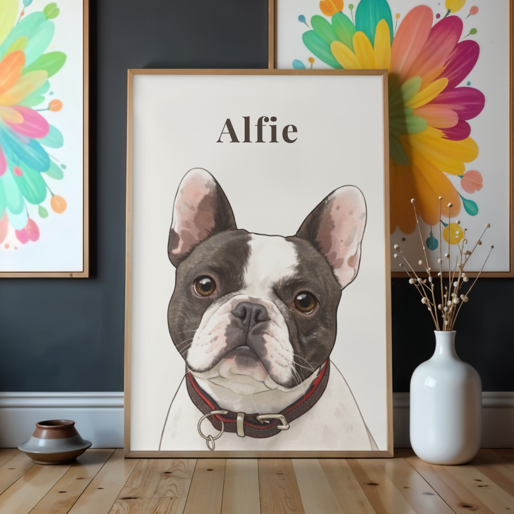 Personalised Pet Illustrated Portrait Canvas