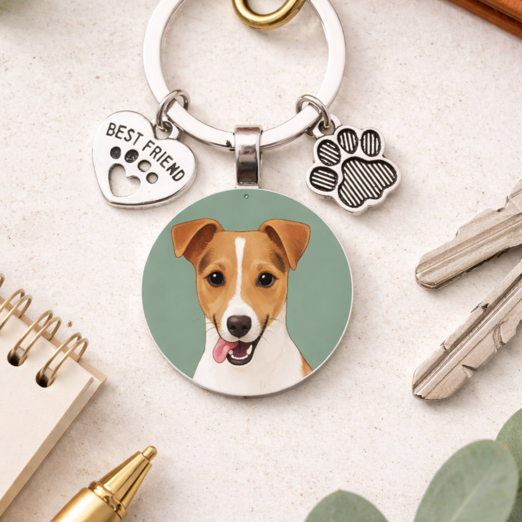 personalised pet portrait keychain