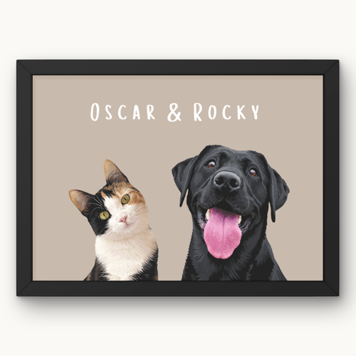 personalised pet family portrait illustration